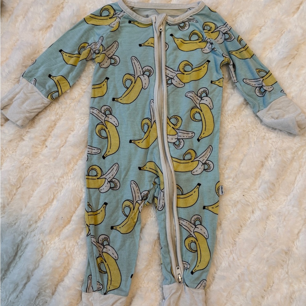 Little Sleepies Blue Banana Print Kids One Piece